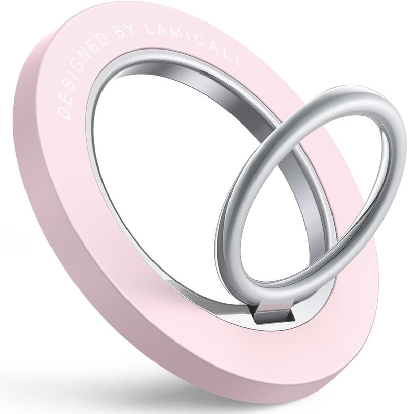 Lamicall Magnetic Phone Ring Grip Holder Compatible for Magsafe, 360° Rotating with Smooth Damping, Finger Ring Holder, Pop Grip Stand, Mag Safe Kickstand Accessories for iPhone 17 Pro Max, Pinky - Image 1